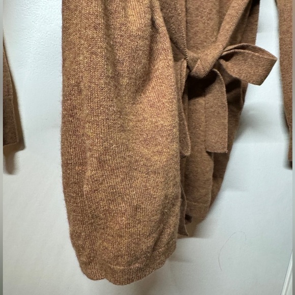 J.Crew Factory Wool Blend Belted Button Front Longline Cardigan Brown Sweater S - Picture 8 of 16